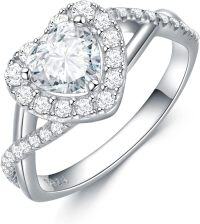 wholesale TOUPOP Personalized Heart Moissanite Rings For Women Twist Rope Engagement Wedding Moissanite Rings 1ct D Color Vvs1 Clarity 925 Sterling Silver 18k Gold Plated Moissanite Promise Rings Gifts For Her -undefined