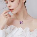 wholesale 925 Sterling Silver Purple & Pink Enamel Butterfly Necklace - Celtic Knot Design Birthdays Gift for Her-0-1