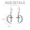 TOUPOP Sterling Silver Moon Cross Dangle Hoop Leverback Punk Earrings-0-4
