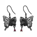 wholesale 925 Sterling Silver Black Butterfly with Red Crystal Gothic Stud Earrings Wholesale for Women and Men-0-0