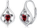 wholesale 925 Sterling Silver Red Crystal Turtle Leverback Hoop Earrings - Boho Beach Jewelry for Women-0-0