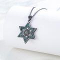 wholesale 925 Sterling Silver Black Turquoise Star of David Pendant Necklace - Jewish  for Women-0-2