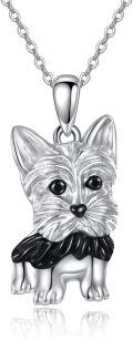 wholesale 925 Sterling Silver Yorkshire Terrier Dog Pendant Necklace for Women-0-0