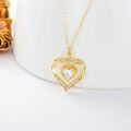 wholesale 14K Gold Diamond Double Heart Pendant Necklace for Mother's Day Gift - 16-18 inch Chain Length-0-3