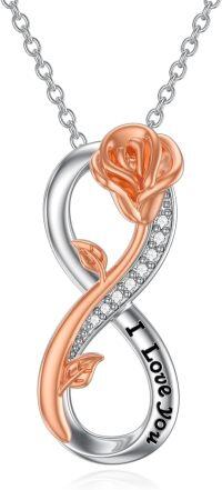 wholesale 925 Sterling Silver Infinity Rose Flower Love Pendant Necklace for Women-Rose