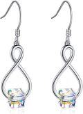 wholesale 925 Sterling Silver Infinity Cube Austrian Crystal Leverback Earrings-0-0