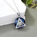 wholesale 925 Sterling Silver Blue Crystal Wolf Head Therian Pendant Necklace-0-2