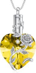 wholesale 925 Sterling Silver Birthstone Heart Rose Flower Urn Necklace for Ashes Memorial Jewelry-0-0