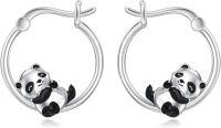 wholesale 925 Sterling Silver Panda Bear Huggable Hoop Earrings for Women - Cute Animal  Set-Panda