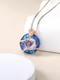 TOUPOP Sterling Silver Blue Crystal Birthstone Flower Pendant Necklace-0-4