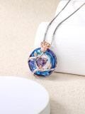 TOUPOP Sterling Silver Blue Crystal Birthstone Flower Pendant Necklace-0-4