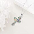 wholesale 925 Sterling Silver Enamel Flower Bird Cross Pendant Necklace for Women Girls Christian Gift Jewelry-0-4