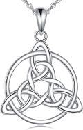wholesale 925 Sterling Silver Triquetra Trinity Knot Pendant Necklaces Irish Good Luck Charm s for Women Girls-0-0