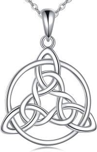 wholesale 925 Sterling Silver Triquetra Trinity Knot Pendant Necklaces Irish Good Luck Charm s for Women Girls-Celtic Knot Necklace