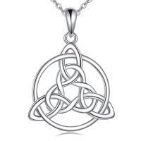 wholesale 925 Sterling Silver Triquetra Trinity Knot Pendant Necklaces Irish Good Luck Charm s for Women Girls-Celtic Knot Necklace
