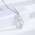 wholesale 925 Sterling Silver Daisy & Dragonfly Floral Charm Necklace for Women-0-1