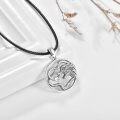wholesale 925 Sterling Silver Dragon and Snake Circle Pendant Leather Cord Necklace s for Women Girls-0-1