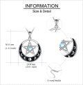wholesale 925 Sterling Silver Moonstone Pentagram Triple Moon Goddess Necklace for Women Witchcraft Jewelry-0-3
