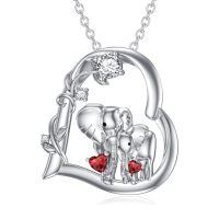 wholesale 925 Sterling Silver Moissanite Birthstone Elephant Family Mom Necklace 18+2 Chain-Jan-Garnet