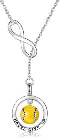 wholesale 925 Sterling Silver Yellow Enamel Softball Infinity Pendant Necklace Gift for Women Girls-Softball Yellow