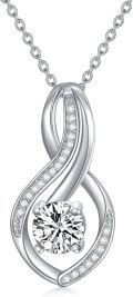wholesale White Gold Plated 925 Sterling Silver Round Cut Cubic Zirconia Infinity Pendant Necklace for Women s-0-0