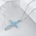 wholesale TOUPOP Opal Cross Necklace For Women, 925 Sterling Silver Cross Pendant Necklaces Celtic Knot Blue White Opal Jewelry Confirmation Gifts For Women Her Wife Mom Daughter Birthday Christmas Gift -0-4
