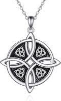 wholesale 925 Sterling Silver Triquetra Celtic Knot Pendant Necklace for Women Witchcraft Jewelry Gothic Gifts 45cm Chain Length-0-0