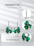 wholesale 925 Sterling Silver Green Crystal Shamrock Drop Earrings for Women-0-4