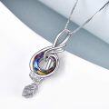 wholesale TOUPOP Music Gifts Sterling Silver Phoenix Music Pendant Necklace With Circle Crystal Musical Notes Jewelry Gifts For Women Girls Student Teacher Birthday Christmas Mothers Day -0-1
