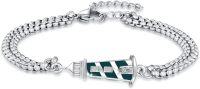 wholesale 925 Sterling Silver Red Enamel Light House Charm Bracelet for Women Travel Friendship Graduation Gift Jewelry-Dark Green