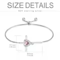 TOUPOP Sterling Silver Pink Tourmaline Cross Bracelet Women's Birthday Gift-0-4