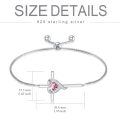 TOUPOP Sterling Silver Pink Tourmaline Cross Bracelet Women's Birthday Gift-0-4