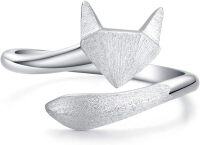 wholesale 925 Sterling Silver Adjustable Snake Shark Fox Skull Ring Punk Gothic Jewelry Gift-fox