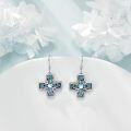 wholesale 925 Sterling Silver Blue Abalone Shell Celtic Knot Cross Dangle Earrings for Men & Women-0-4