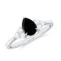 TOUPOP Sterling Silver Black Onyx Moissanite Women's Wedding Ring-0-0