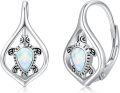 wholesale 925 Sterling Silver Opal Turtle Leverback Hoop Earrings - Boho Beach s for Women-0-0