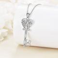 wholesale 925 Sterling Silver Heart-Shaped Key Pendant Necklaces for Women - 50th Anniversary Gift Ideas-0-3