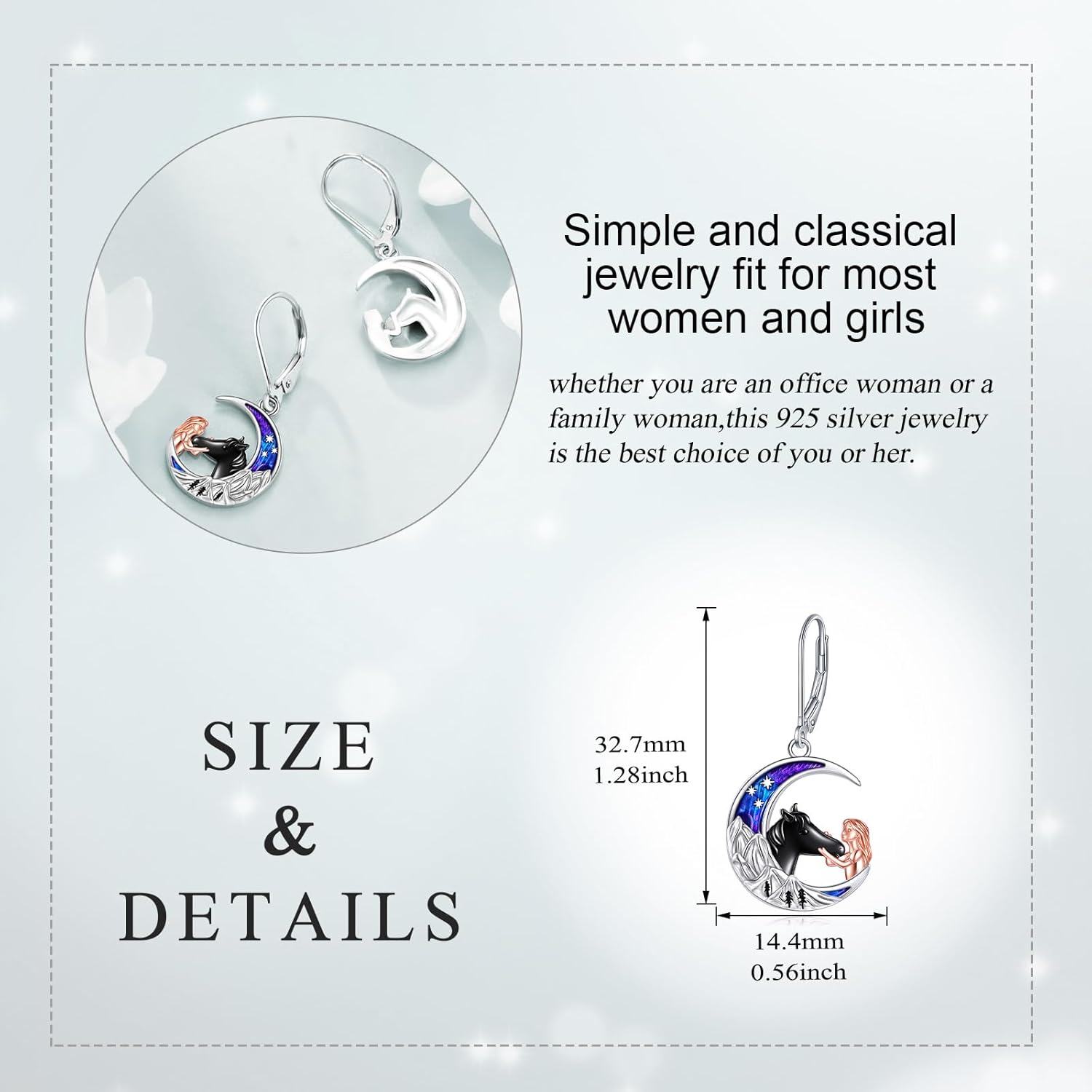 wholesale 925 Sterling Silver Purple Abalone Shell Moonstone Horse Dangle Earring & Pendant Set for Women's Gifts-0-3