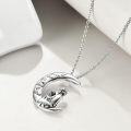 wholesale 925 Sterling Silver Moon & Back Necklace Gift for Mom Nana Mother Daughter Birthday Christmas-0-3