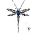 wholesale 925 Sterling Silver Dragonfly Urn Pendant Necklace Turquoise Stone Oxidized Memorial Jewelry-0-71