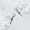 wholesale 925 Sterling Silver Gothic Red Crystal Sword Drop Earrings-0-1