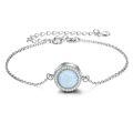 wholesale 925 Sterling Silver Round White Opal Cz Halo Chain Bracelet-0-0