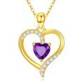 TOUPOP 14K Gold Birthstone Heart Pendant Necklace For Women-0-0