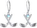 wholesale 925 Sterling Silver Crossed Golf Clubs with Blue Stone Drop Earrings for Women's  Ideas-0-0