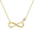 wholesale 14K Gold Cubic Zirconia Infinity Pendant Necklace for Women Girls s 20 Chain Length-0-0