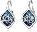 wholesale 925 Sterling Silver White Gold Plated Abalone Shell Lotus Lever Back Earrings for Women-0-0