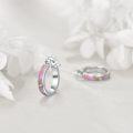 wholesale 925 Sterling Silver Pink Opal Inlay Small Hoop Earrings for Women-0-4
