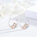 wholesale 925 Sterling Silver Fox Cub Huggie Hoop Earrings with CZ Accents-0-2
