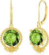 wholesale 925 Sterling Silver Birthstone Dangle Drop Earrings for Women Girls-Peridot