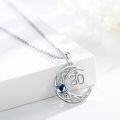 wholesale 925 Sterling Silver Celtic Knot Blue Heart and Number 30 Moon Pendant Necklace for Women Girls-0-3
